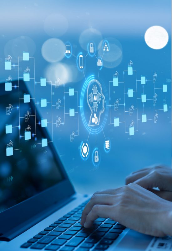 AI,Document management concept, check electronic documents on digital documents on virtual screen Document Management System and process automation to efficiently document paperless operate